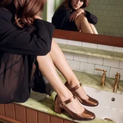 BABIES A TALONS GINGER CUIR METALLISE