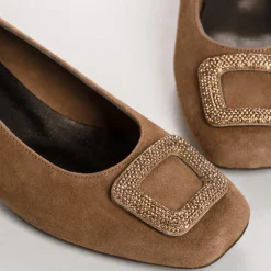 BALLERINES A TALONS KRISTA CUIR VELOURS