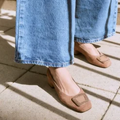 BALLERINES A TALONS KRISTA CUIR VELOURS