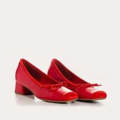 BALLERINES A TALONS KYRIEL CUIR/CUIR VELOURS