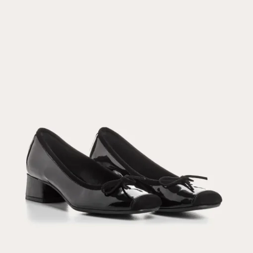 BALLERINES A TALONS KYRIEL VERNIS/CUIR VELOURS