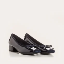 BALLERINES A TALONS KYRIEL VERNIS/CUIR VELOURS