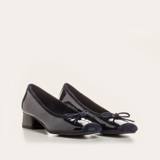 BALLERINES A TALONS KYRIEL VERNIS/CUIR VELOURS
