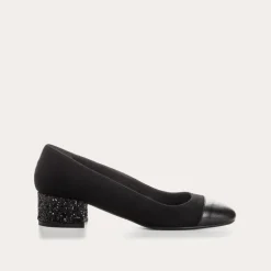 BALLERINES A TALONS RIVIERA CUIR VELOURS ET GLITTER