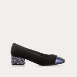 BALLERINES A TALONS RIVIERA CUIR VELOURS ET GLITTER