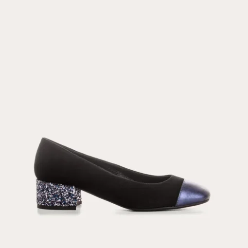 BALLERINES A TALONS RIVIERA CUIR VELOURS ET GLITTER