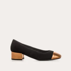 BALLERINES A TALONS RIVIERA CUIR VELOURS ET METAL