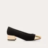 BALLERINES A TALONS RIVIERA CUIR VELOURS ET METAL