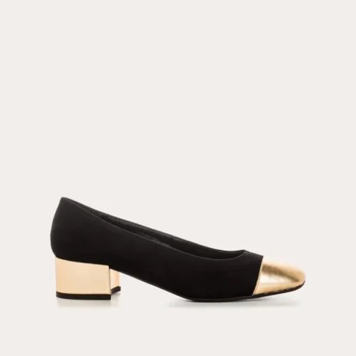 BALLERINES A TALONS RIVIERA CUIR VELOURS ET METAL