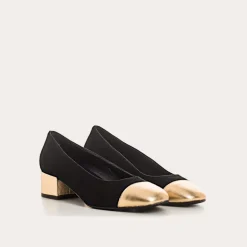 BALLERINES A TALONS RIVIERA CUIR VELOURS ET METAL