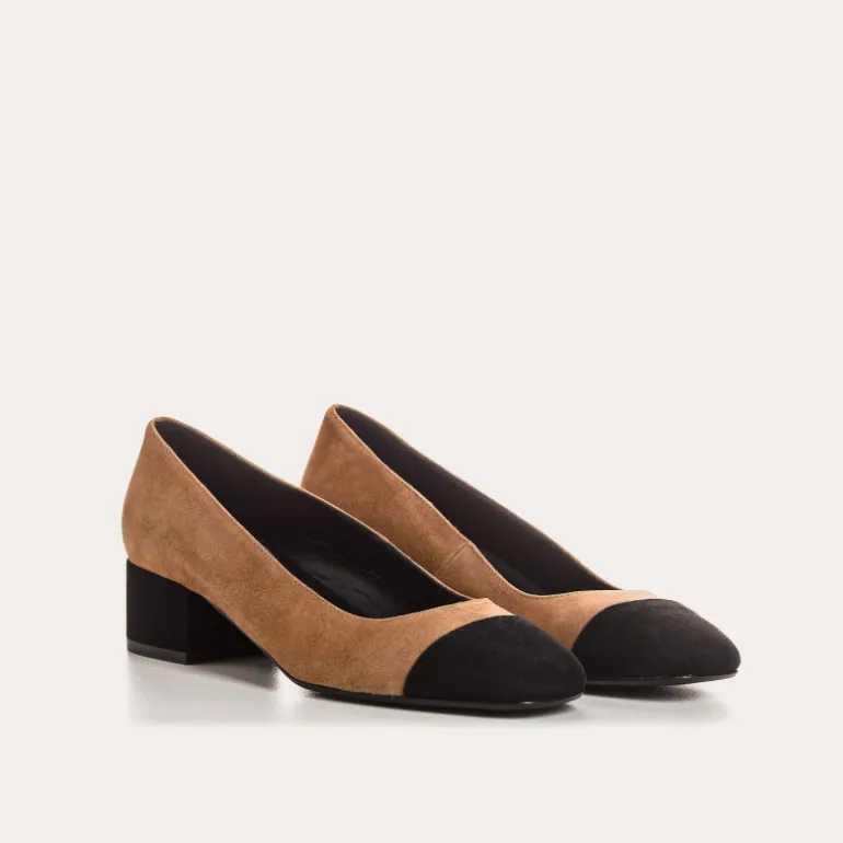 BALLERINES A TALONS RIVIERA CUIR VELOURS