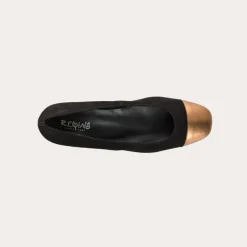 BALLERINES A TALONS RIVIERA CUIR VELOURS ET METAL