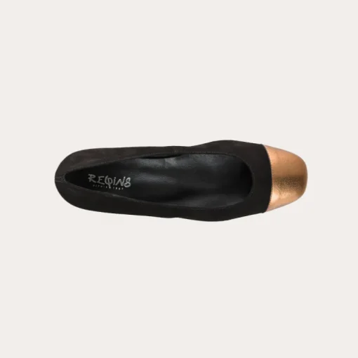 BALLERINES A TALONS RIVIERA CUIR VELOURS ET METAL