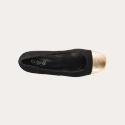 BALLERINES A TALONS RIVIERA CUIR VELOURS ET METAL