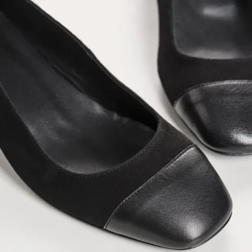 BALLERINES A TALONS RIVIERA CUIR VELOURS ET GLITTER