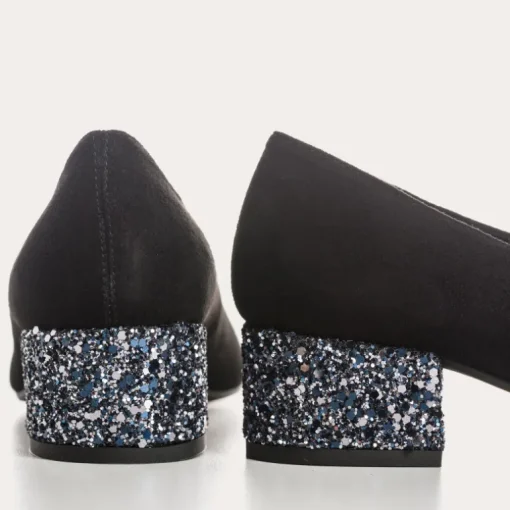 BALLERINES A TALONS RIVIERA CUIR VELOURS ET GLITTER