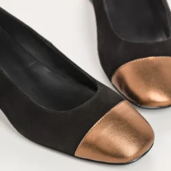 BALLERINES A TALONS RIVIERA CUIR VELOURS ET METAL