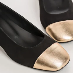 BALLERINES A TALONS RIVIERA CUIR VELOURS ET METAL