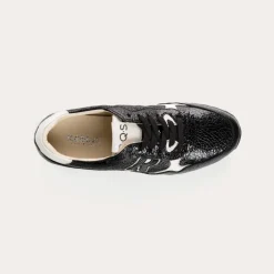 BASKETS MANIA CUIR VERNIS GRAINE