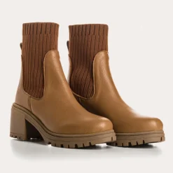 BOOTS A TALONS DITA CUIR GRAINE
