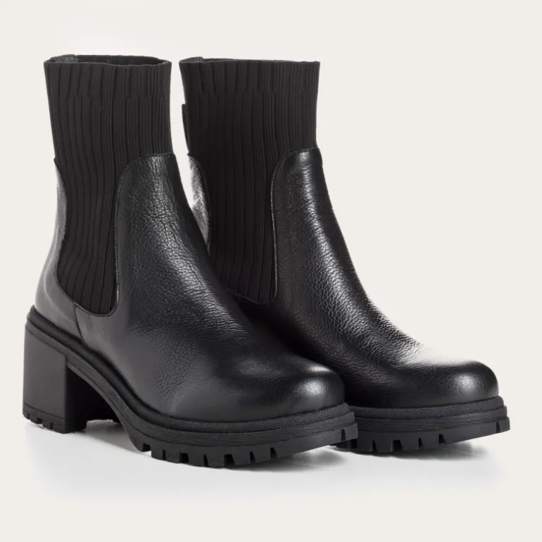 BOOTS A TALONS DITA CUIR GRAINE