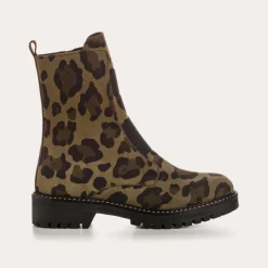 BOOTS DUSKY CUIR VELOURS LEOPARD