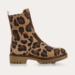 BOOTS DUSKY CUIR VELOURS LEOPARD