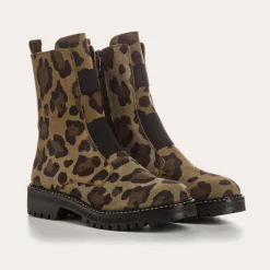 BOOTS DUSKY CUIR VELOURS LEOPARD