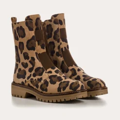 BOOTS DUSKY CUIR VELOURS LEOPARD