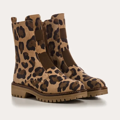 BOOTS DUSKY CUIR VELOURS LEOPARD