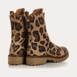 BOOTS DUSKY CUIR VELOURS LEOPARD