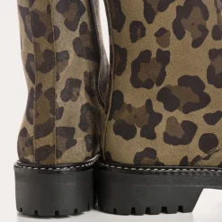 BOOTS DUSKY CUIR VELOURS LEOPARD