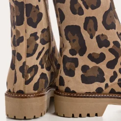 BOOTS DUSKY CUIR VELOURS LEOPARD