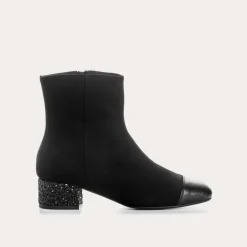 BOTTINES A TALONS ROXANE CUIR VELOURS ET GLITTER