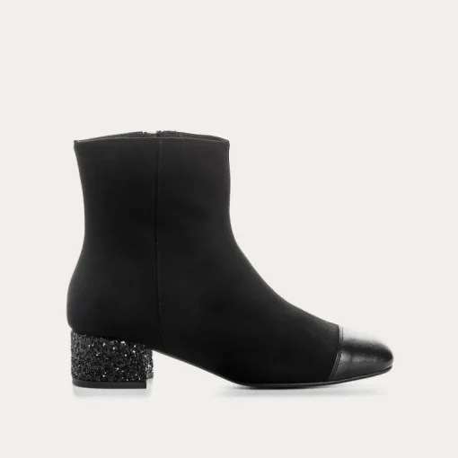 BOTTINES A TALONS ROXANE CUIR VELOURS ET GLITTER
