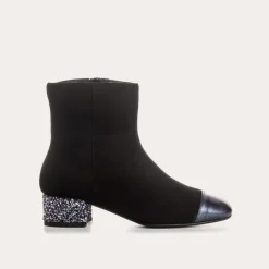 BOTTINES A TALONS ROXANE CUIR VELOURS ET GLITTER