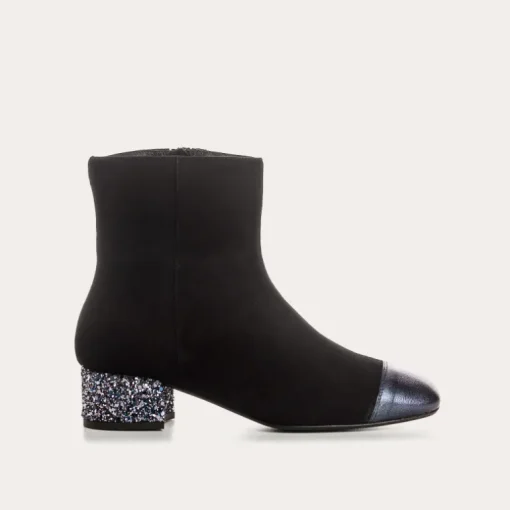 BOTTINES A TALONS ROXANE CUIR VELOURS ET GLITTER