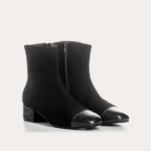 BOTTINES A TALONS ROXANE CUIR VELOURS ET GLITTER