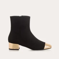 BOTTINES A TALONS ROXANE CUIR VELOURS ET METAL
