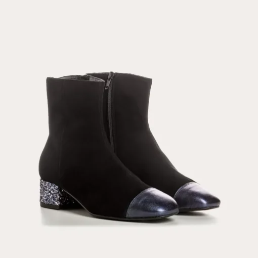 BOTTINES A TALONS ROXANE CUIR VELOURS ET GLITTER
