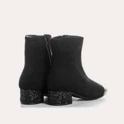 BOTTINES A TALONS ROXANE CUIR VELOURS ET GLITTER