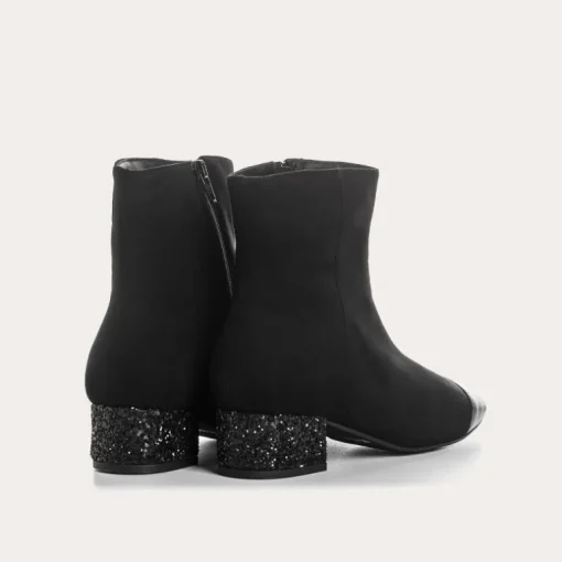 BOTTINES A TALONS ROXANE CUIR VELOURS ET GLITTER