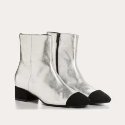 BOTTINES A TALONS ROXANE CUIR METALLISE