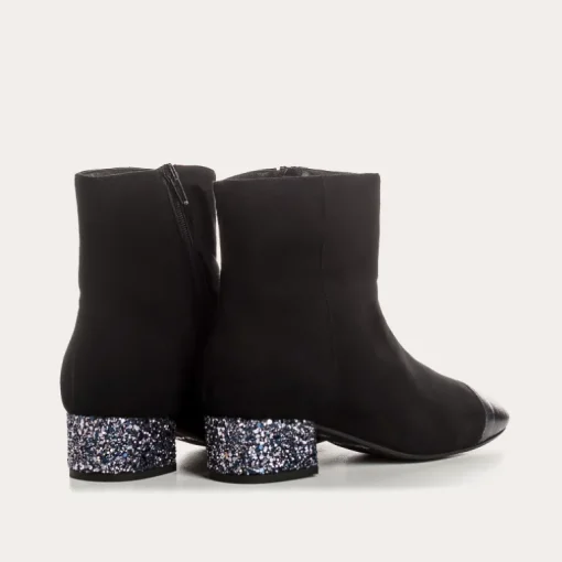 BOTTINES A TALONS ROXANE CUIR VELOURS ET GLITTER