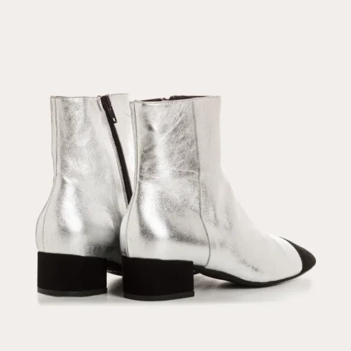 BOTTINES A TALONS ROXANE CUIR METALLISE