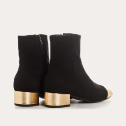 BOTTINES A TALONS ROXANE CUIR VELOURS ET METAL