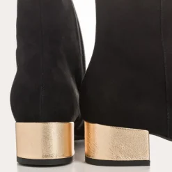 BOTTINES A TALONS ROXANE CUIR VELOURS ET METAL