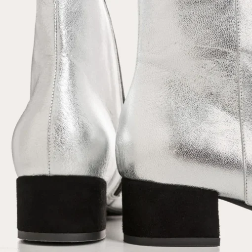 BOTTINES A TALONS ROXANE CUIR METALLISE