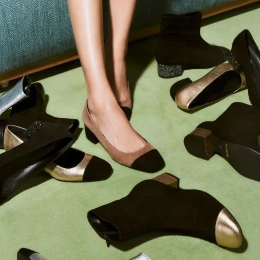 BOTTINES A TALONS ROXANE CUIR VELOURS ET METAL