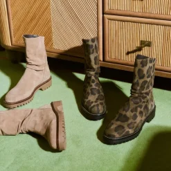 BOTTINES DUNK CUIR VELOURS LEOPARD